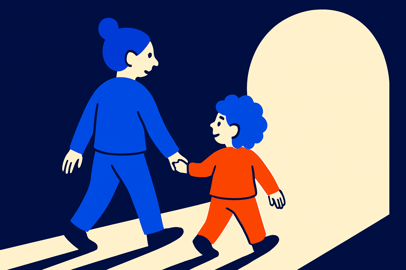 parent accompagnant un enfant après une séparation conflictuelle
